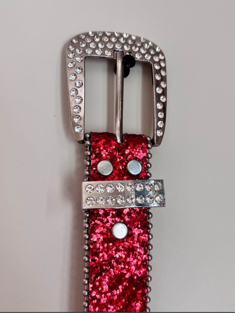Red Glitter Rhinestone Women's Belt